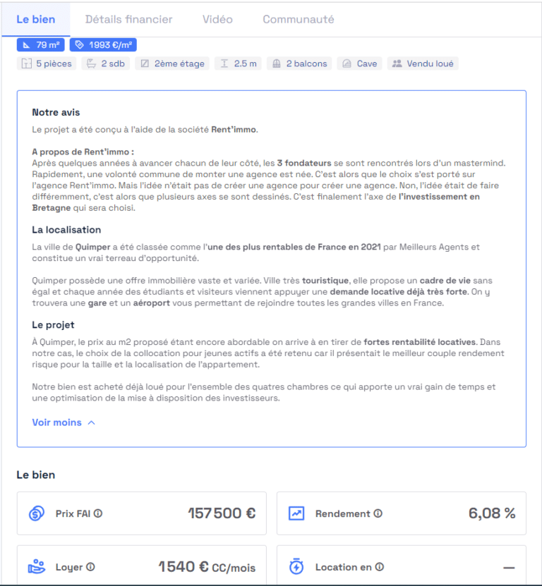 présentation du bien de Louve Invest