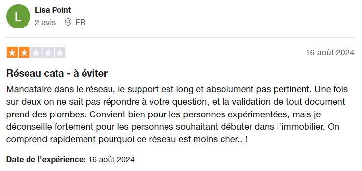 Avis négatif mandataire Bsk Immobilier