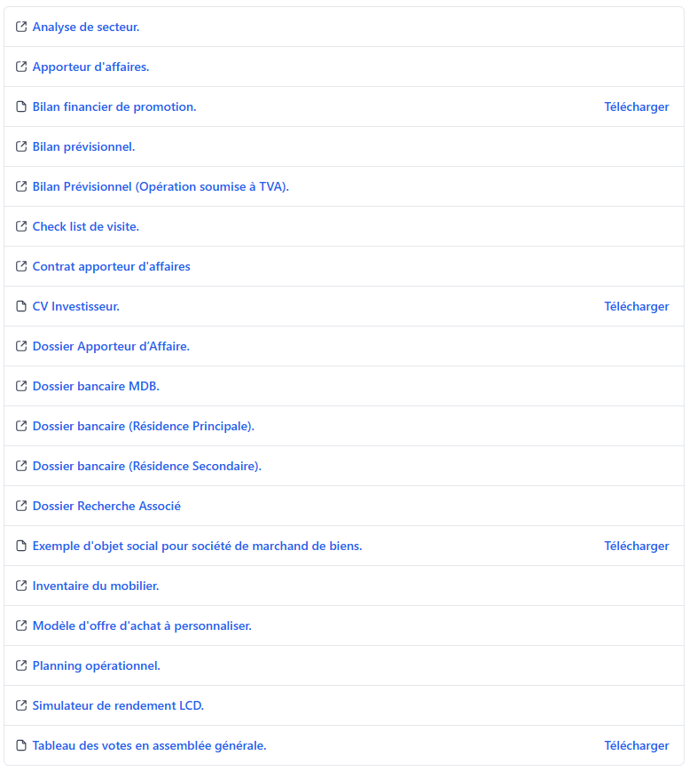 Liste des outils mis à disposition formation carolin Arthaud