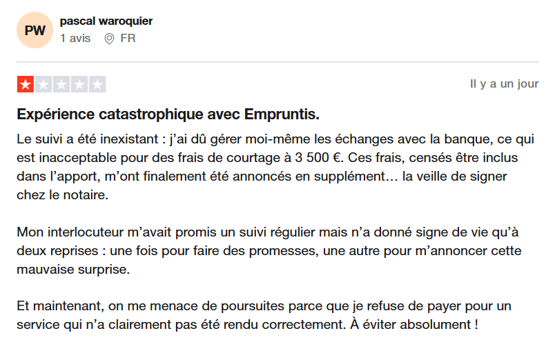 avis négatif empruntis