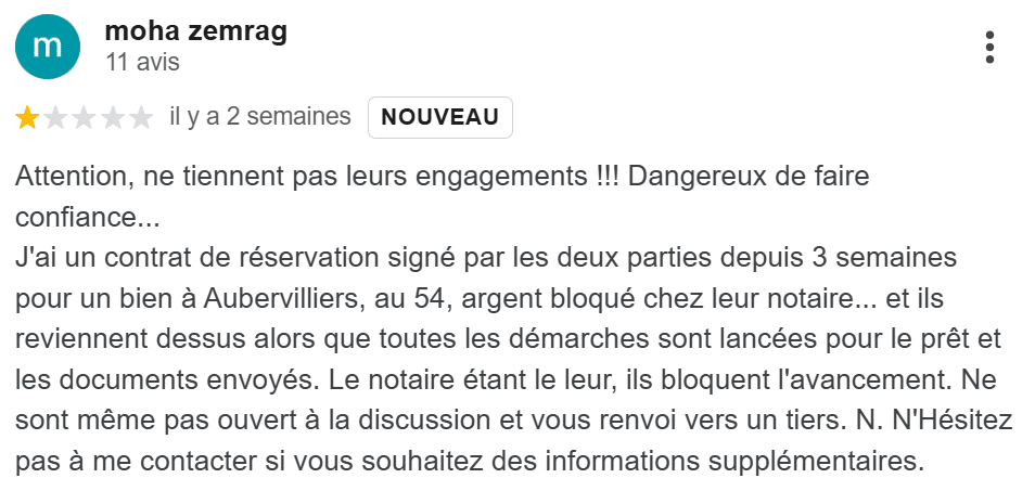 avis négatif les nouveaux constructeurs