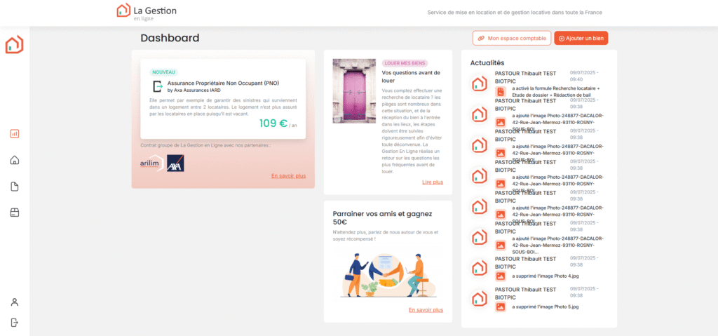 acceuil la gestion en ligne