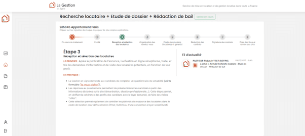 espace d'un propriétaire sur la gestion en ligne