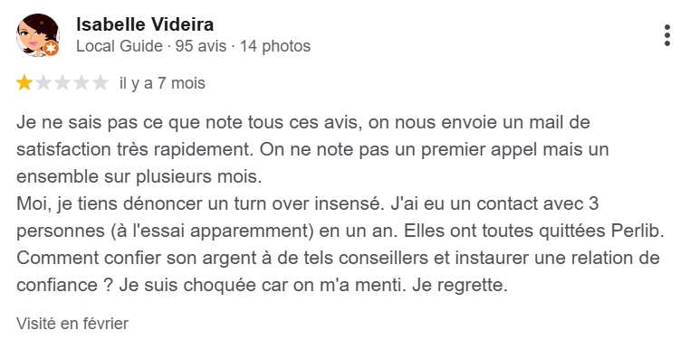 avis négatif perlib