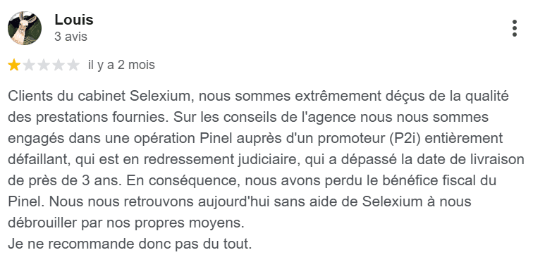avis négatif selexium