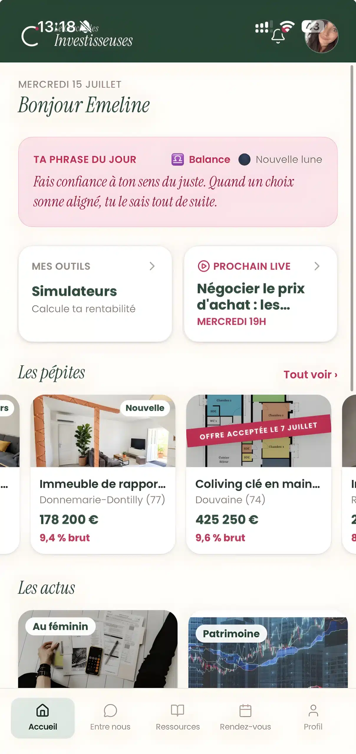 Le Cercle des Investisseuses — tableau de bord